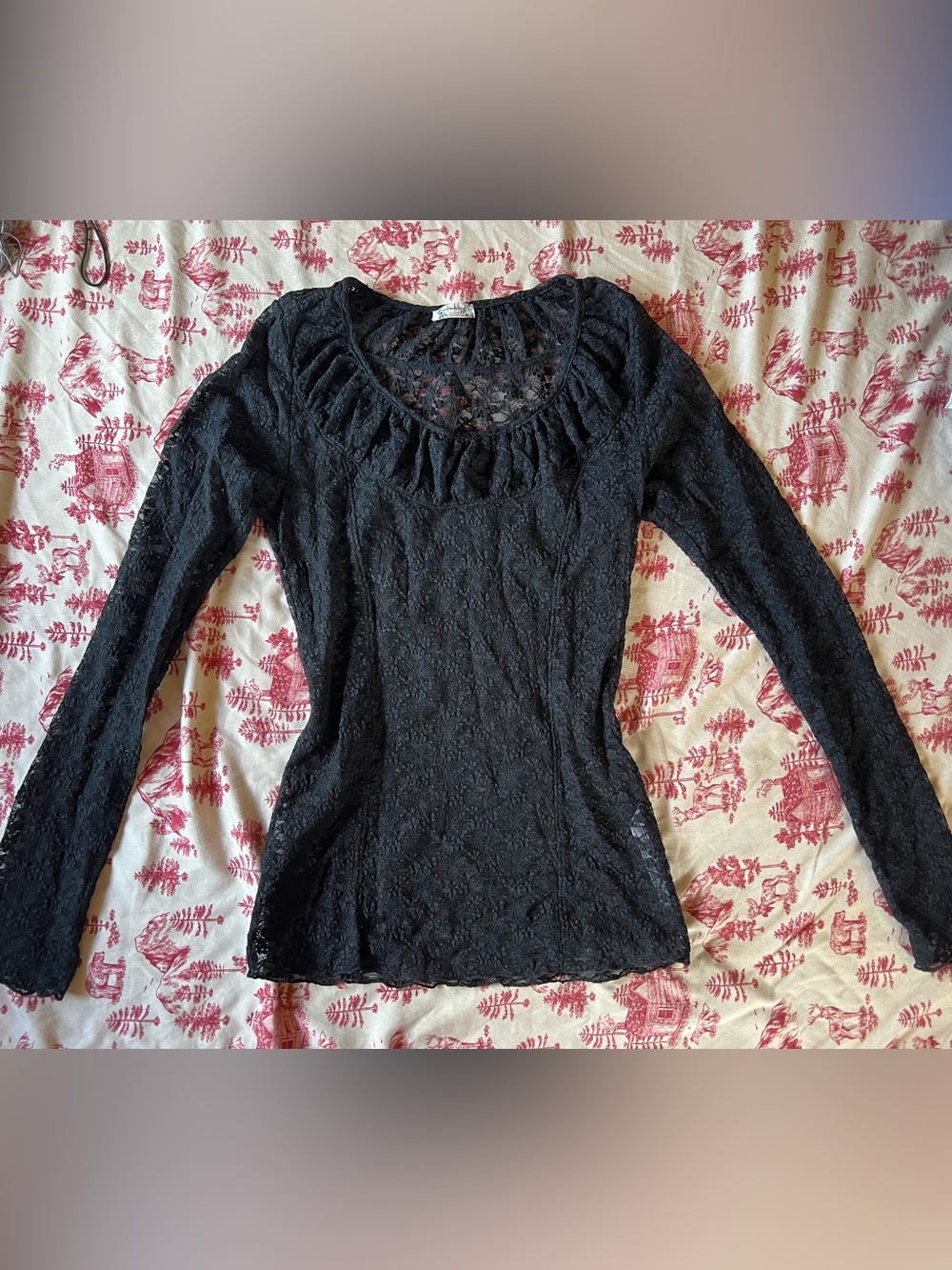 Free People Intimates Women’s Black Lace Long-Sleeve Top